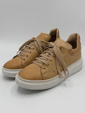 Aska Women’s Sneakers, Tan Leather size 37, US 7